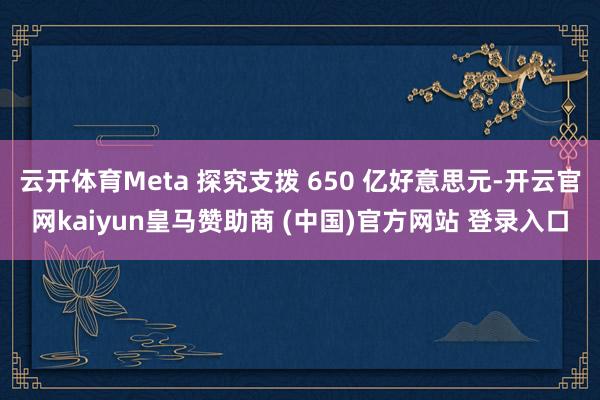 云开体育Meta 探究支拨 650 亿好意思元-开云官网kaiyun皇马赞助商 (中国)官方网站 登录入口